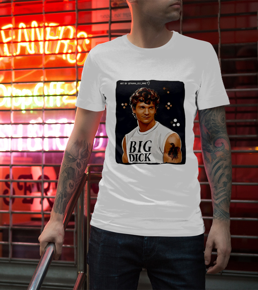 Tanya Lily Jane Big Dick Art Featuring Curly Haired Man T-Shirt