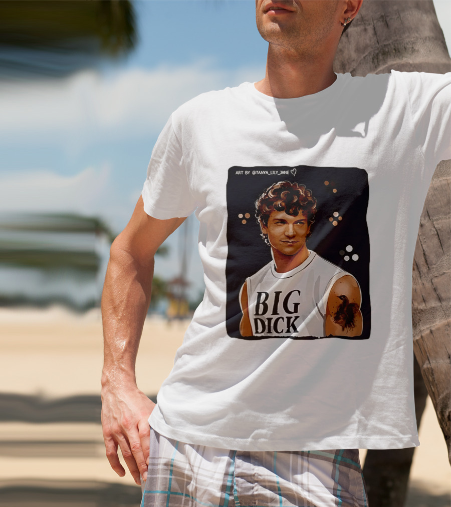 Tanya Lily Jane Big Dick Art Featuring Curly Haired Man T-Shirt