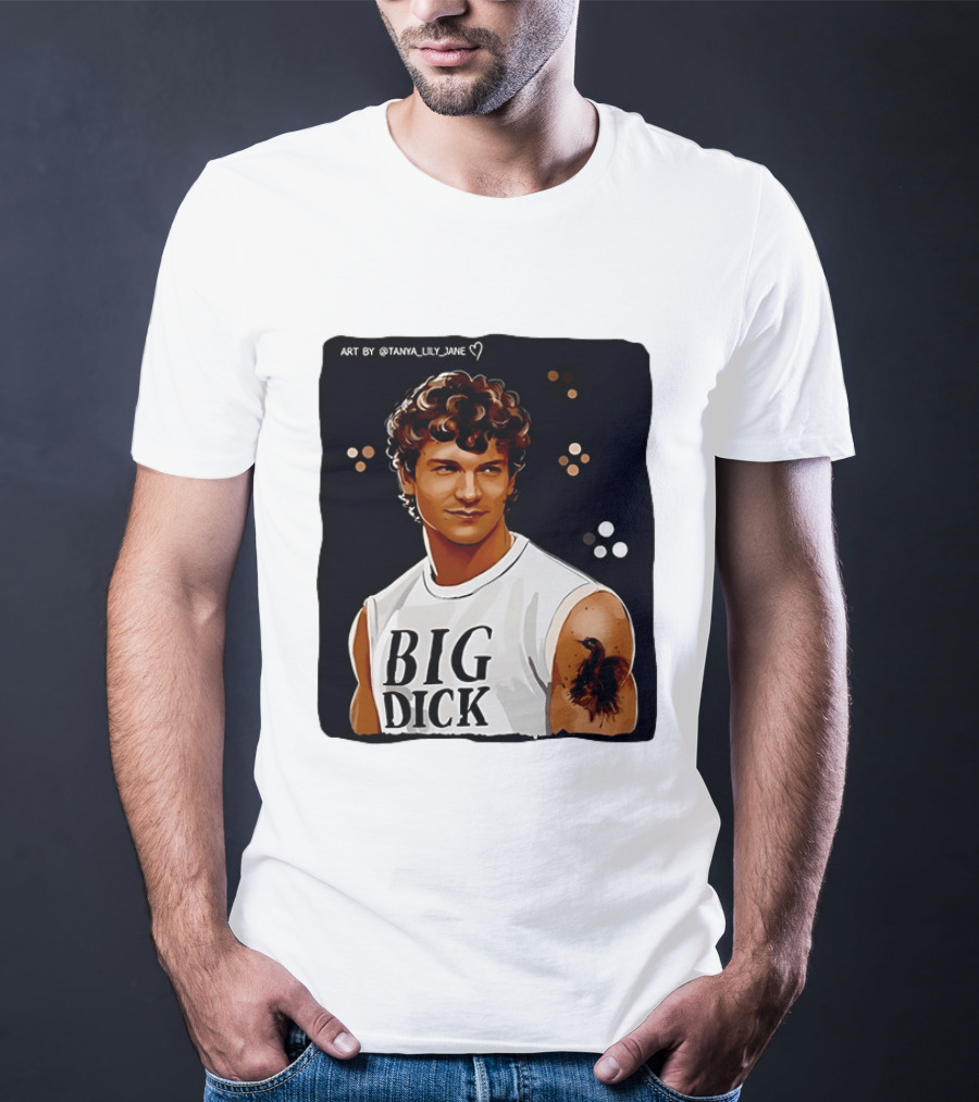 Tanya Lily Jane Big Dick Art Featuring Curly Haired Man T-Shirt