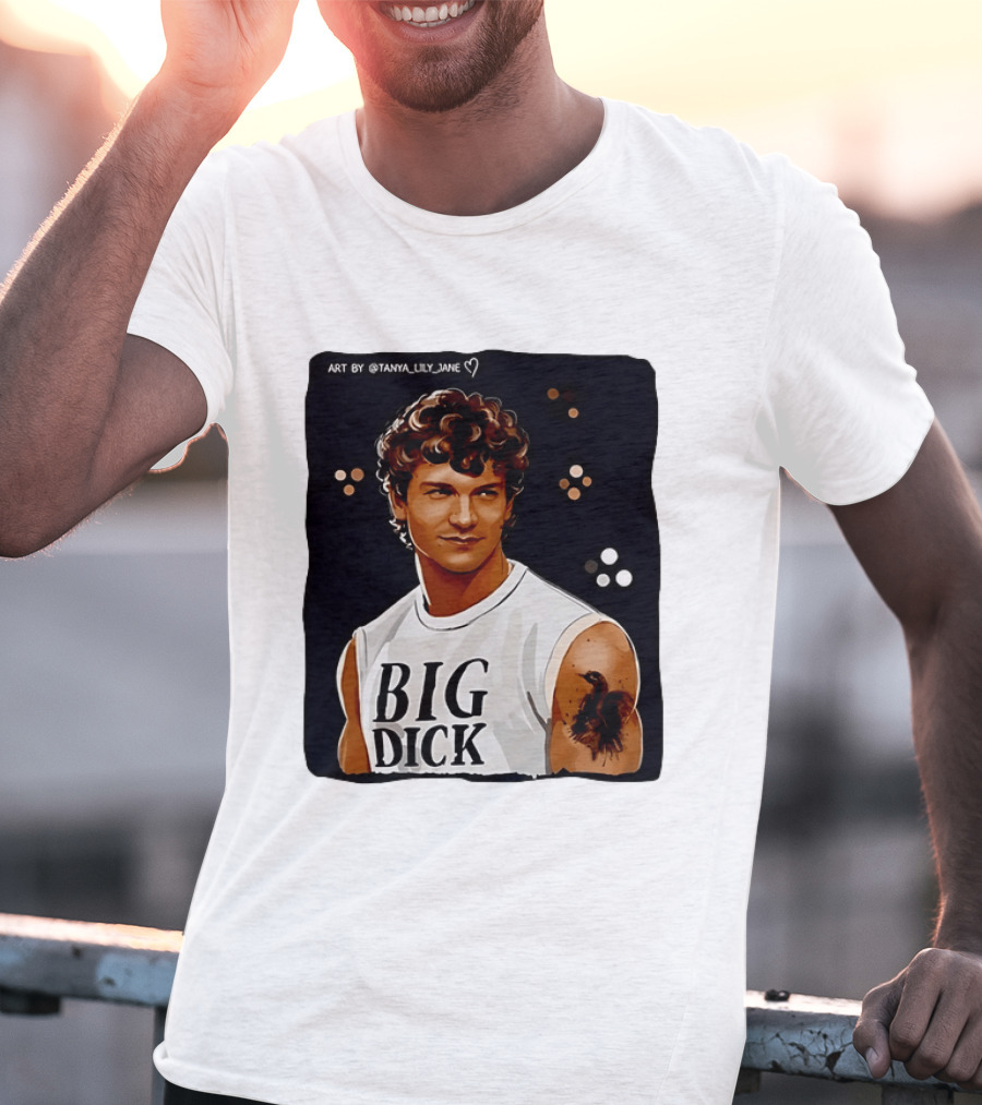 Tanya Lily Jane Big Dick Art Featuring Curly Haired Man T-Shirt