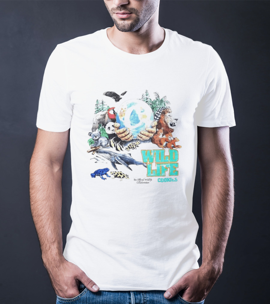 Cookies Wild Life An Official Wildlife Collaboration Hands Holding Globe Earth Animals T-Shirt