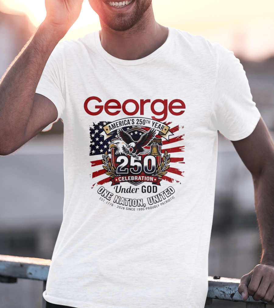 George America's 250th Year 1776 2026 Celebration Eagle Flag Under God One Nation United T-Shirt