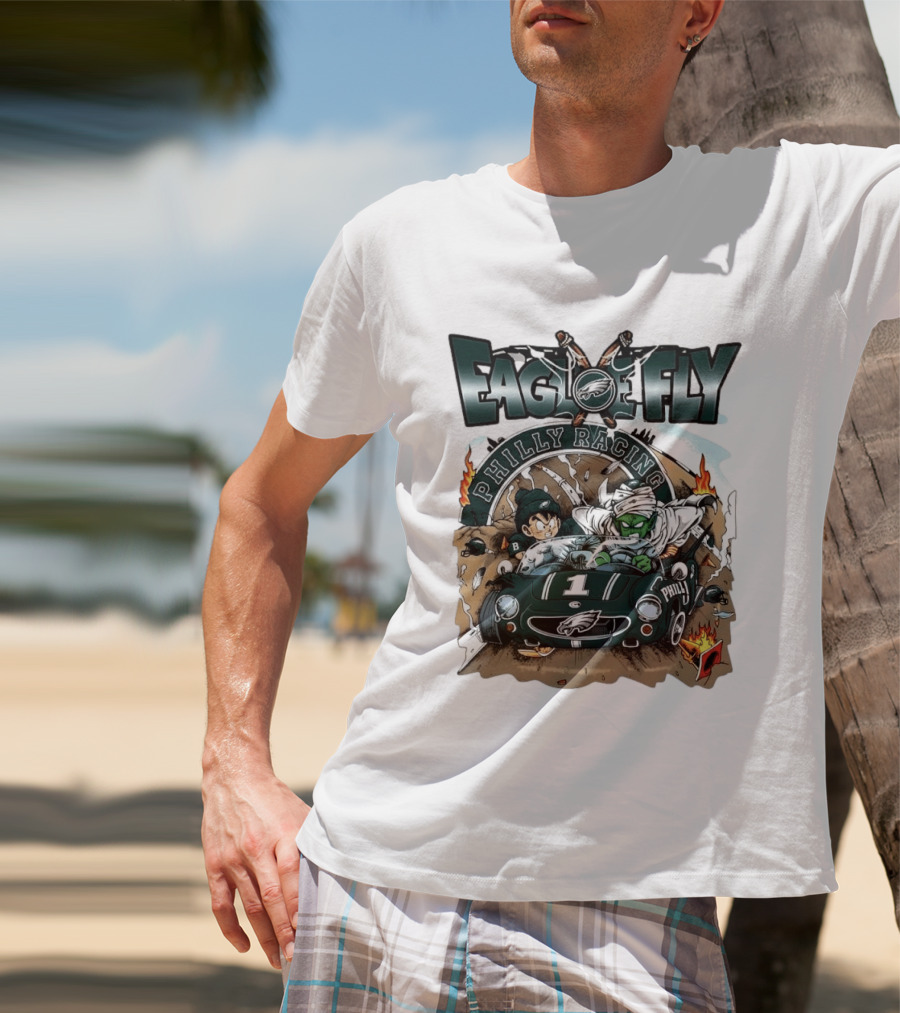 Eagle Fly Philly Racing Philadelphia Eagles Anime Characters Driving Race Car T-Shirt