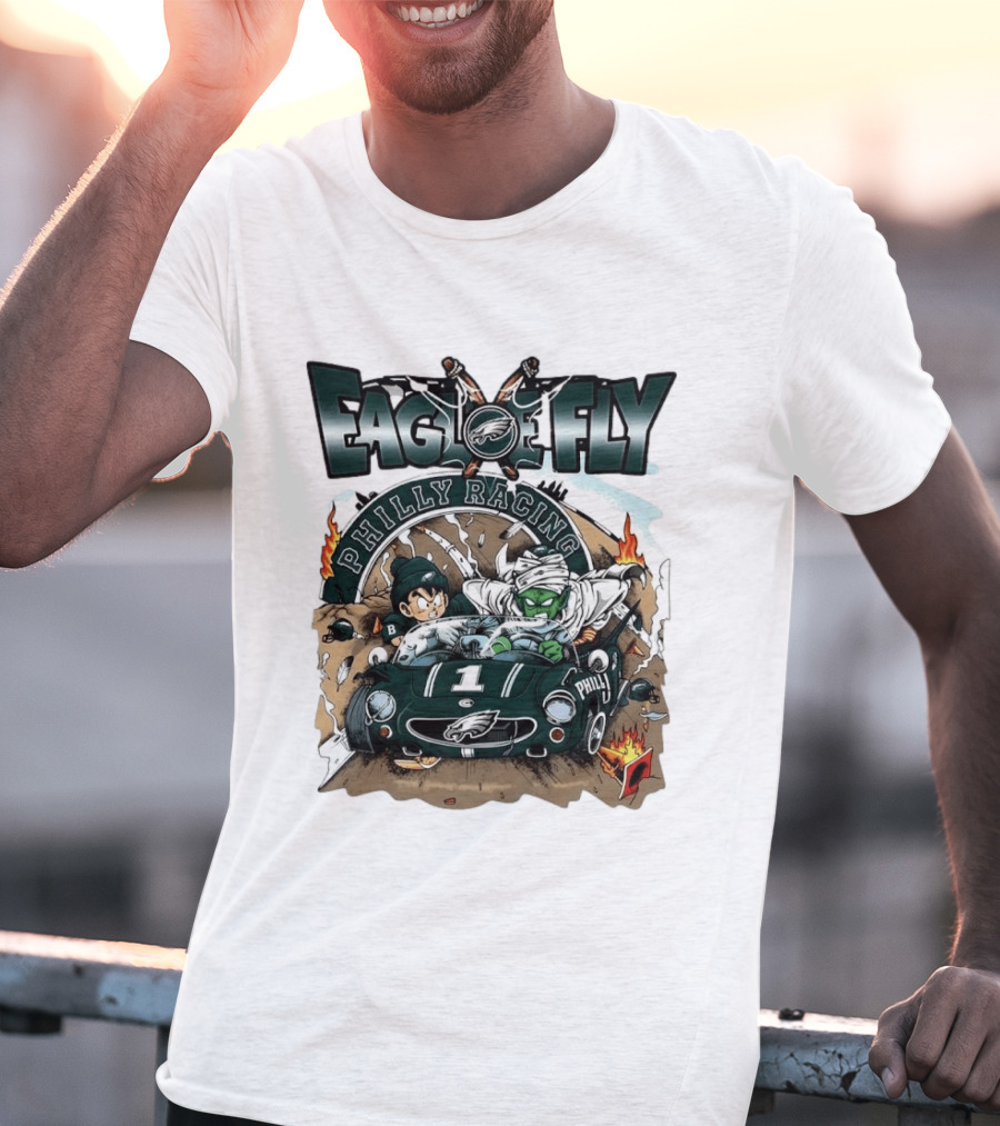 Eagle Fly Philly Racing Philadelphia Eagles Anime Characters Driving Race Car T-Shirt