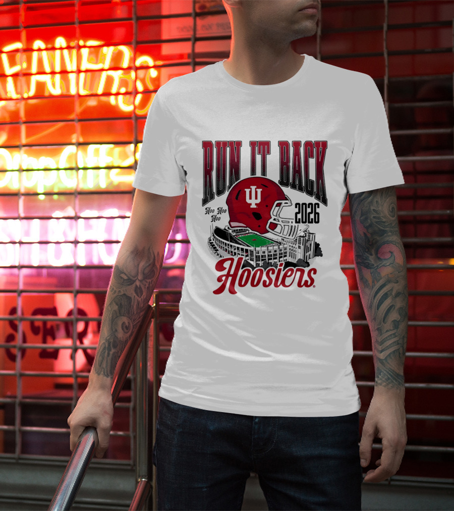 Run It Back Hoo Hoo Hoo 2026 Hoosiers Indiana University Football Stadium Helmet T-Shirt