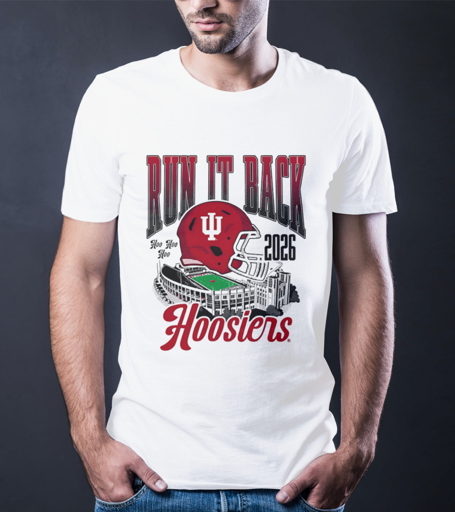 Run It Back Hoo Hoo Hoo 2026 Hoosiers Indiana University Football Stadium Helmet T-Shirt