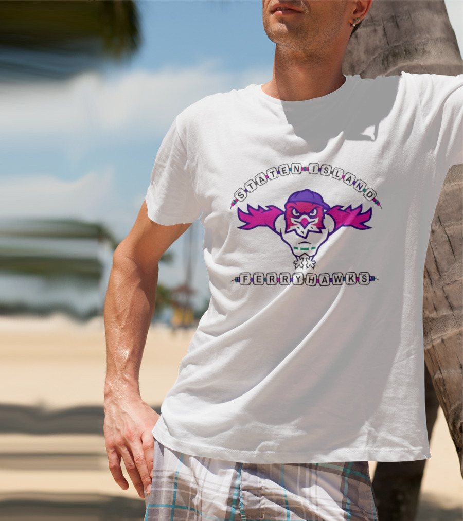 Staten Island Ferryhawks Cartoon Bird Backwards Cap Beads T-Shirt