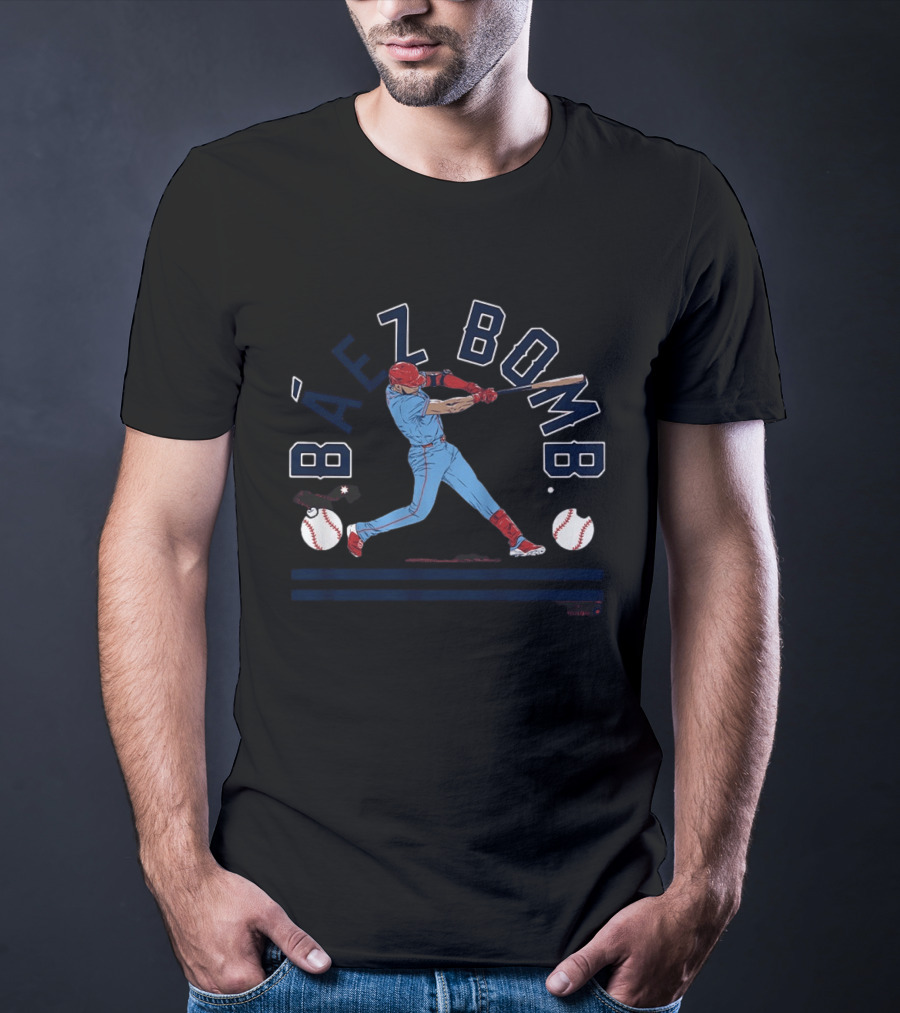 Báez Bomb Baseball Action With Home Run Swing T-Shirt
