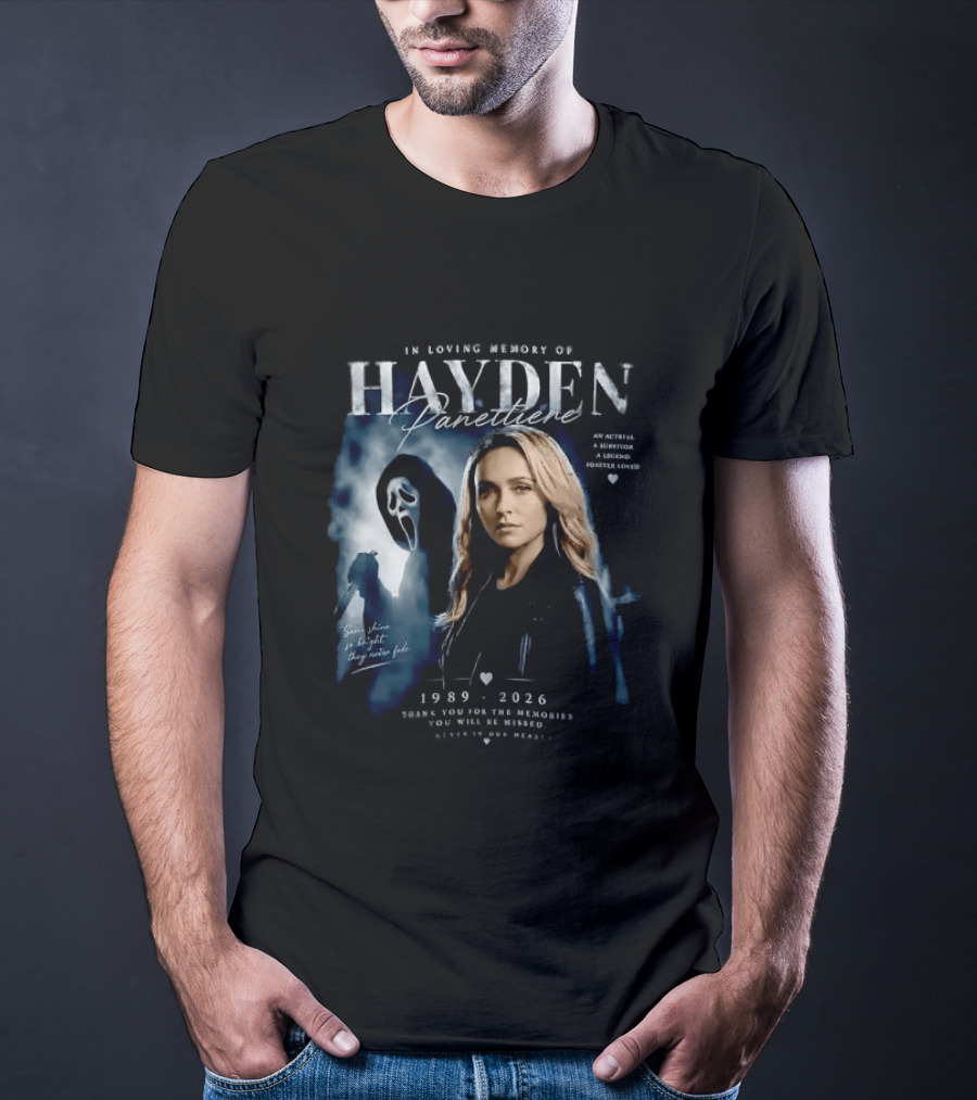 In Loving Memory Of Actress Hayden Panettiere 1989 2026 With Ghostface Shadow T-Shirt
