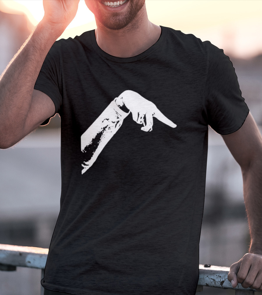 Monochrome Pointing Hand Sleeve Downward T-Shirt