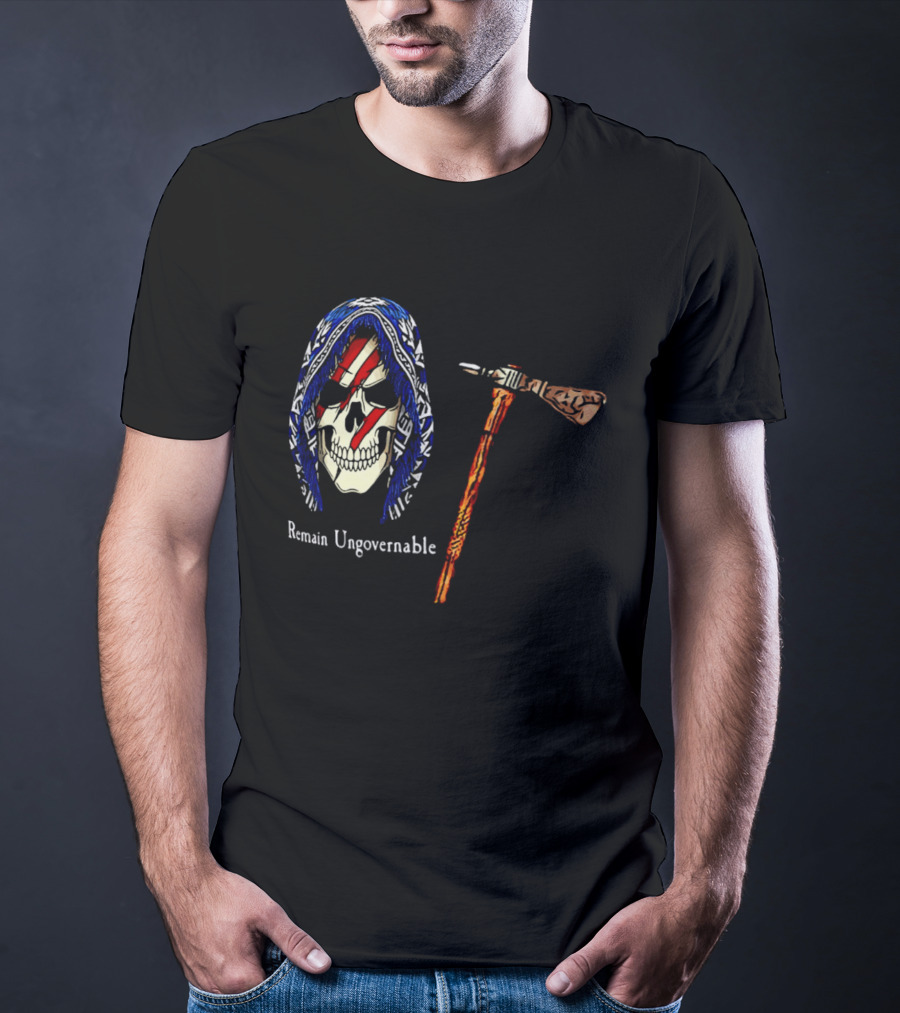 Remain Ungovernable Hooded Skull With Hammer Anti Authority T-Shirt