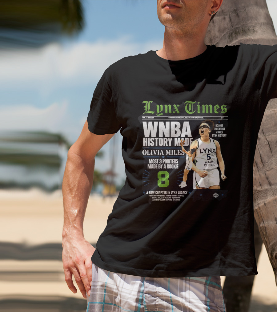 WNBA History Made Olivia Miles Lynx Times Most 3 Pointers By A Rookie T-Shirt