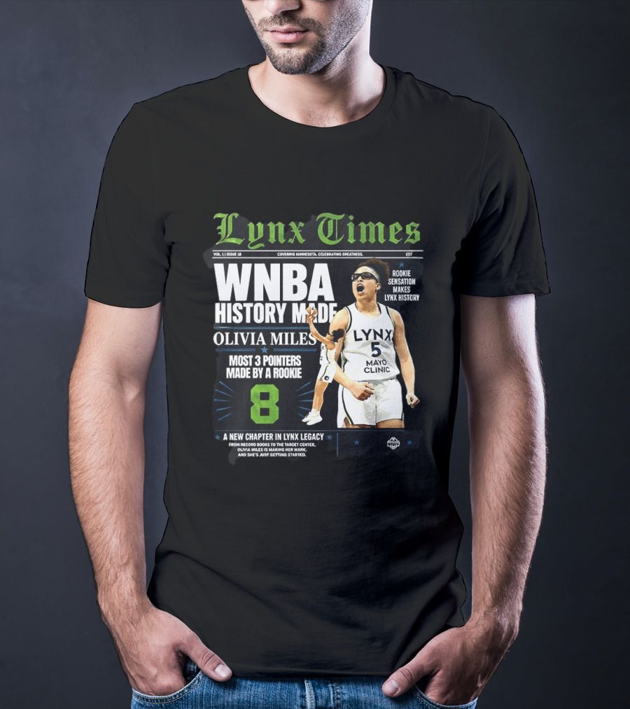 WNBA History Made Olivia Miles Lynx Times Most 3 Pointers By A Rookie T-Shirt