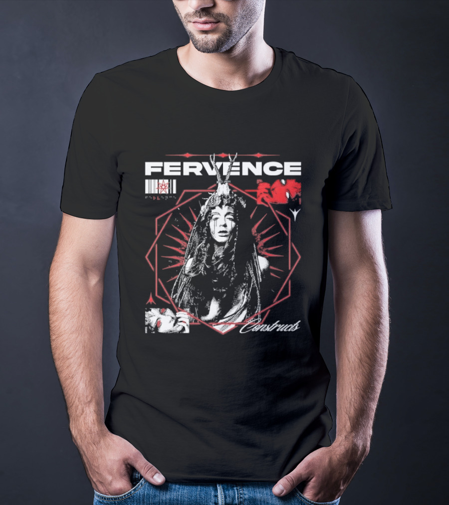 Fervence Constructs Hexagon Horned Crown Woman Red Tears T-Shirt