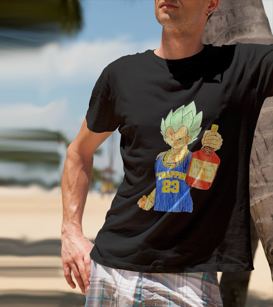 Hennessy Trappin 23 Anime Warrior Graphic Holding Bottle T-Shirt