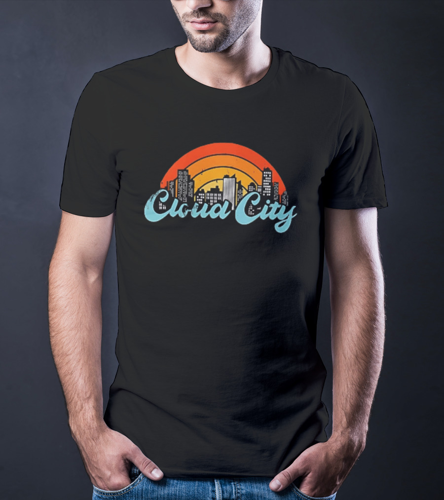 Cloud City Ganja White Night Skyline Retro Vibes T-Shirt