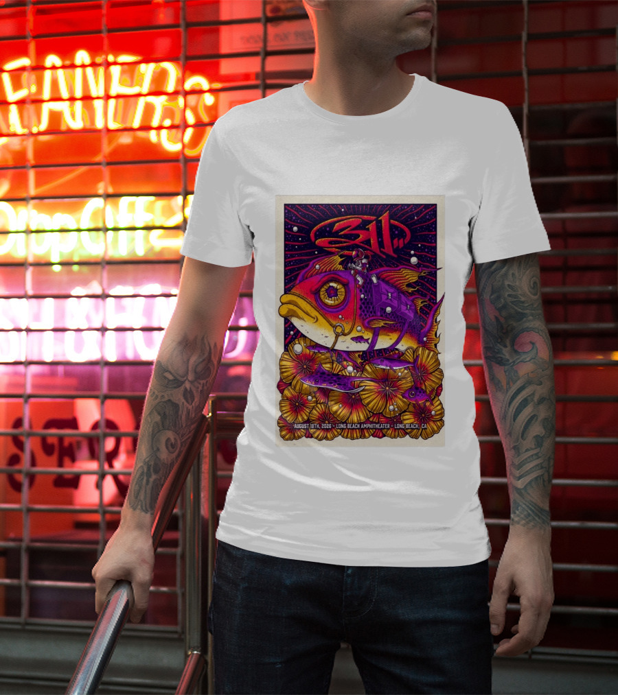 311 August 18 2026 Long Beach Amphitheater CA Psychedelic Fish And Astronaut T-Shirt