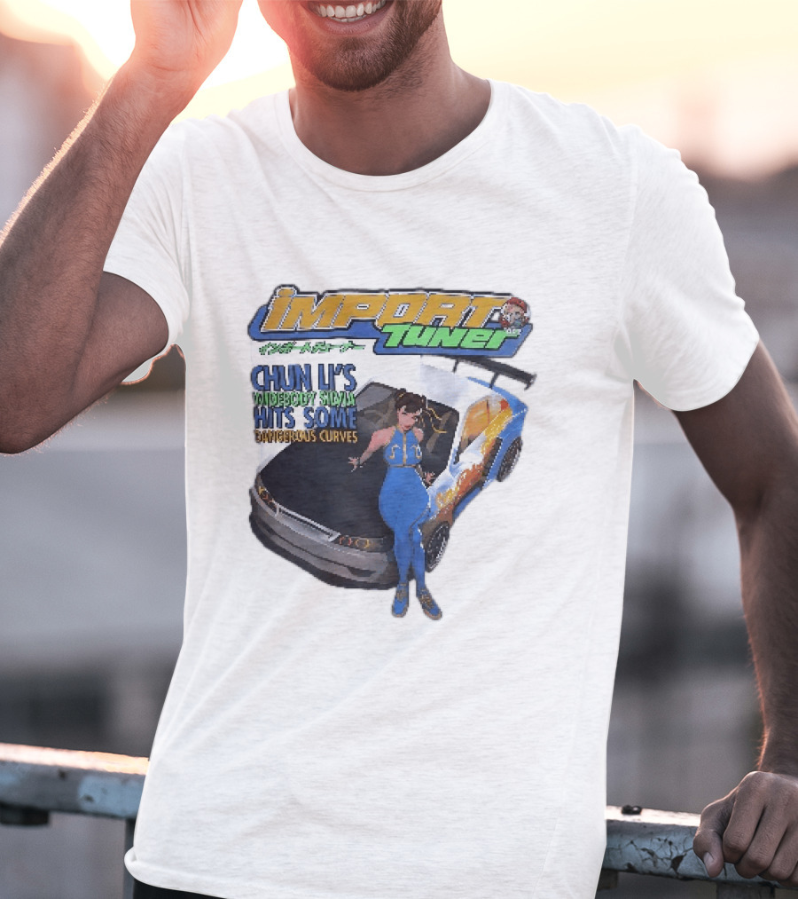 Import Tuner Chun Li's Widebody Silvia Hits Some Dangerous Curves Auto Racing Anime T-Shirt