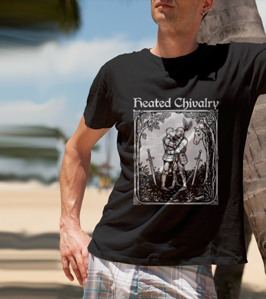 Knights Embrace In Enchanted Forest For Heated Chivalry T-Shirt