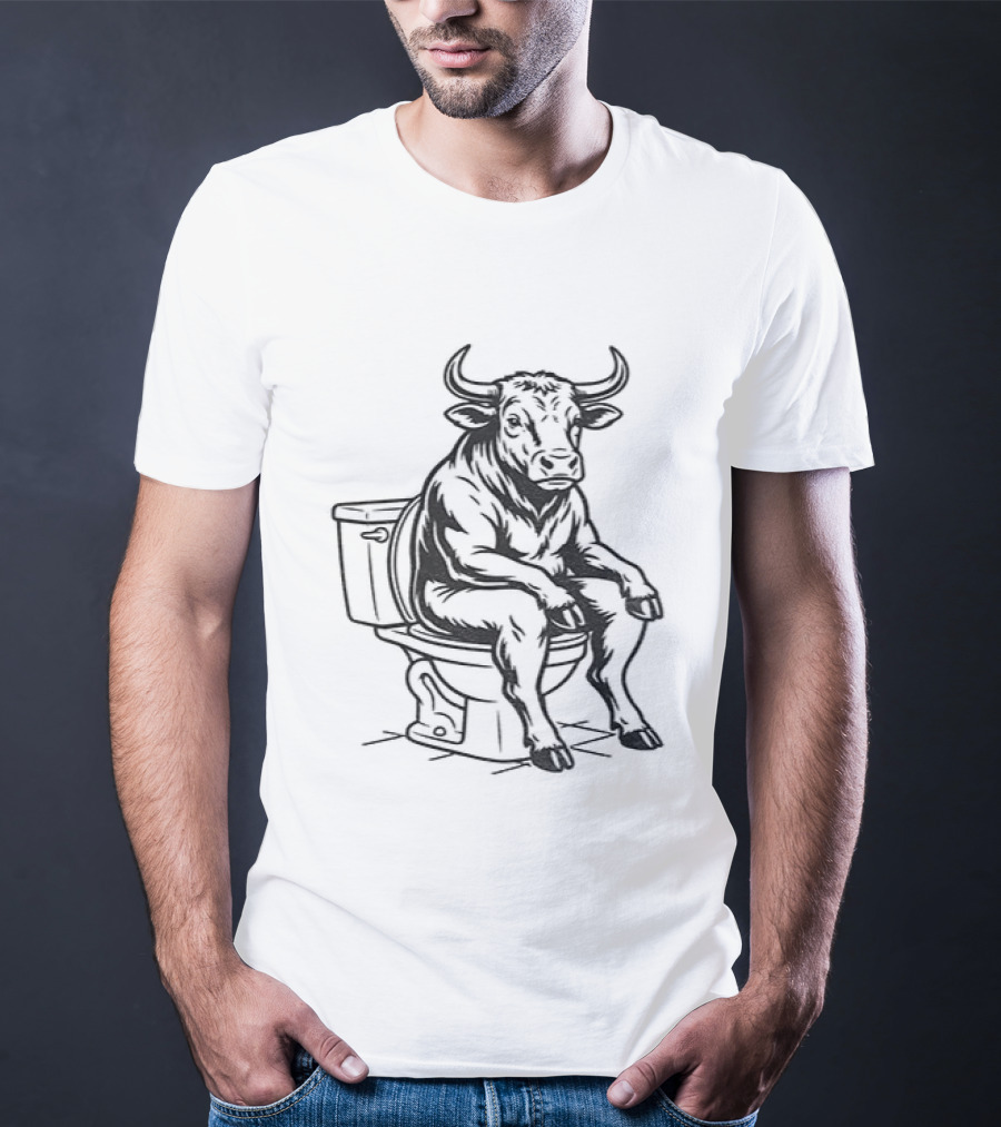Bull Sitting On Toilet Bullshit Humorous T-Shirt
