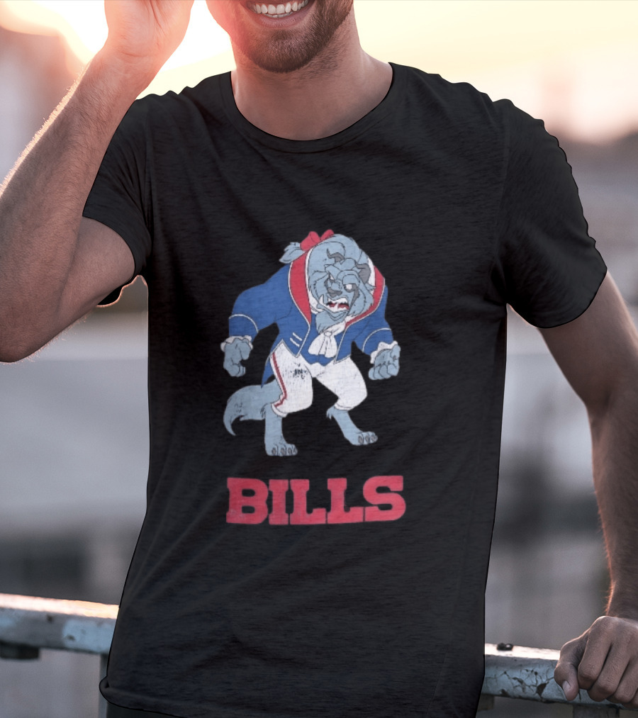 Buffalo Bills Distressed Cartoon Beast Snarling BILLS T-Shirt