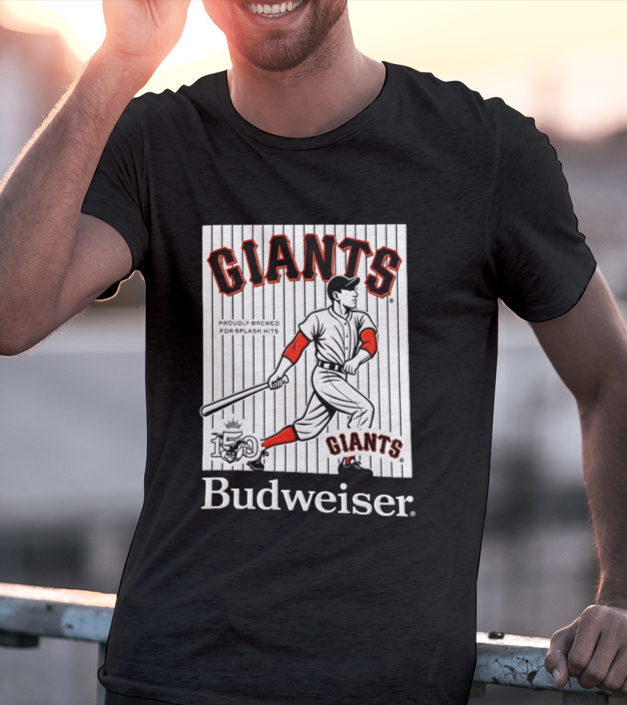 San Francisco Giants 150 Years Budweiser Splash Hits Baseball T-Shirt