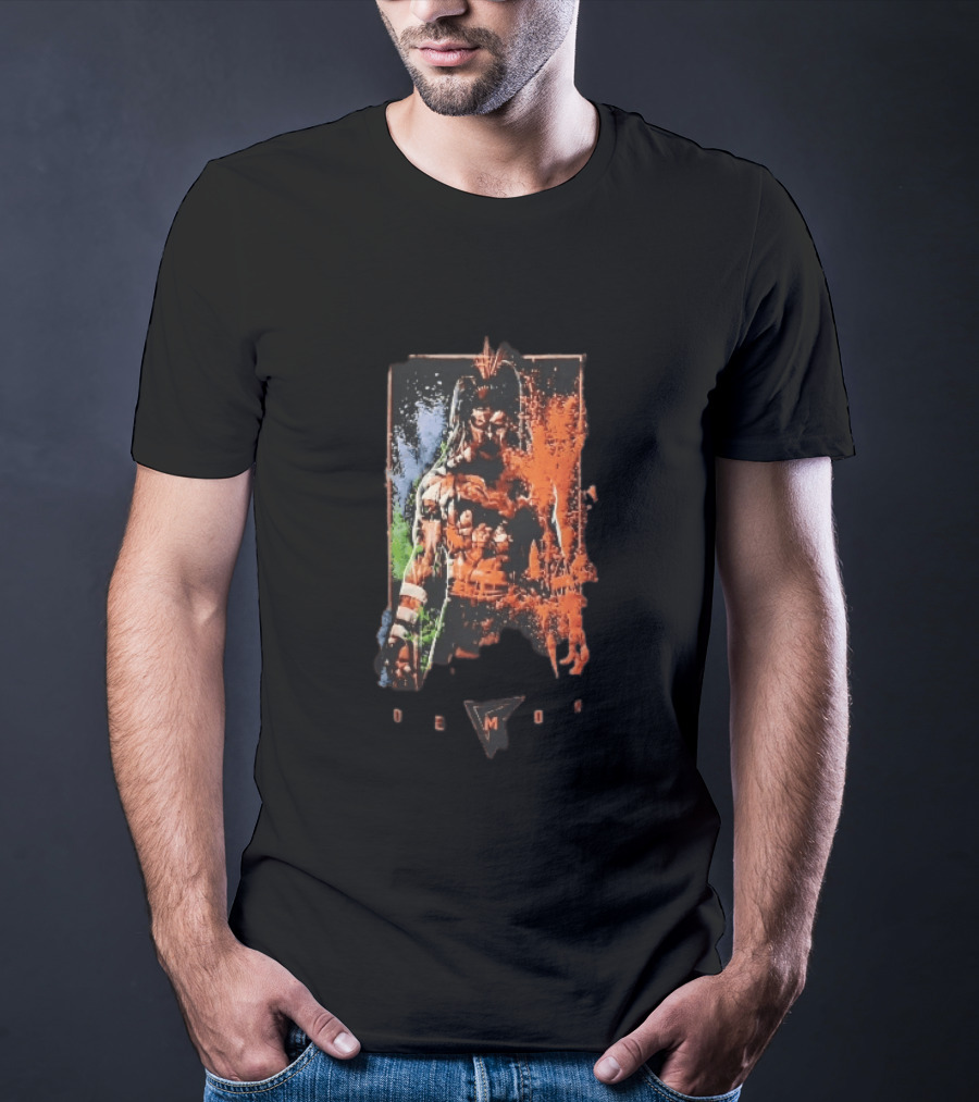 Demon Masked Warrior Orange Splatter Bodypaint Art 3000 T-Shirt