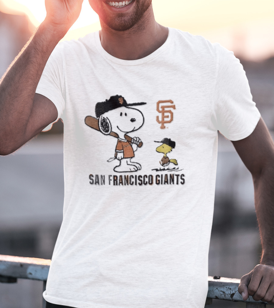 San Francisco Giants Snoopy Woodstock Cartoon Baseball MLB T-Shirt