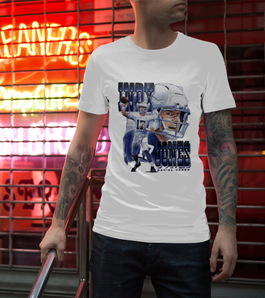 Indy Jones Football Quarterback Throwing Action Close Up Helmet T-Shirt