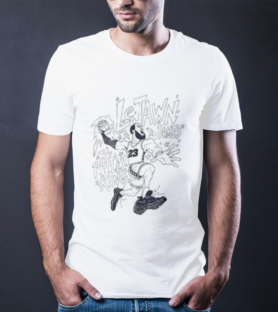 Lejawn James Philly King Cartoon Basketball Player Dunking Line T-Shirt