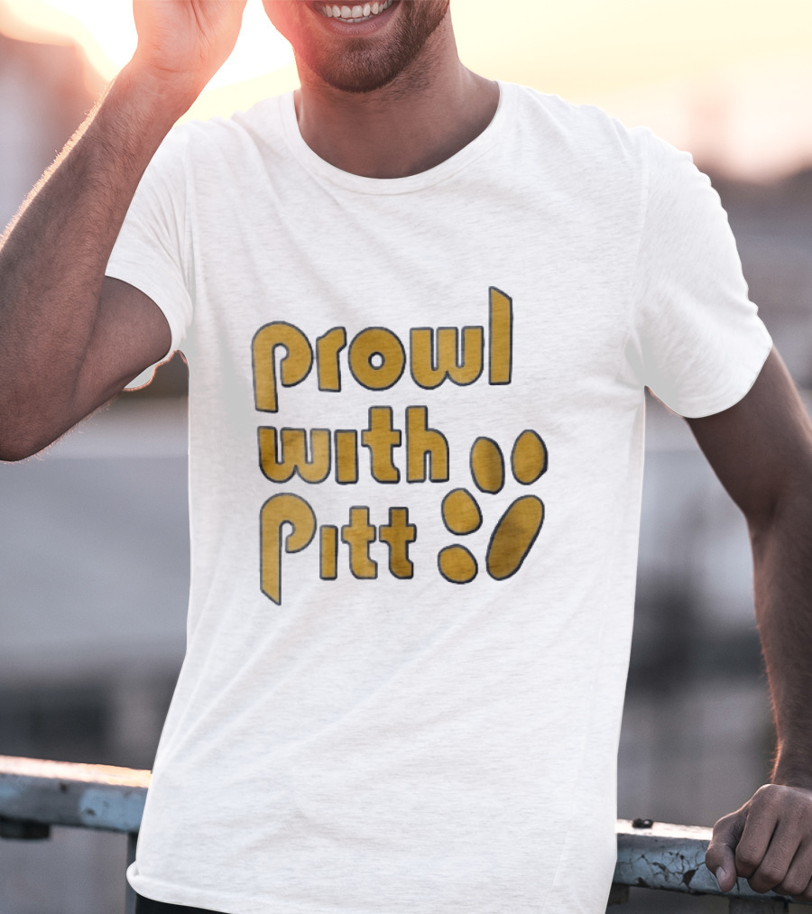 Pitt Panthers Prowl With Pitt Textured Gold Paw T-Shirt