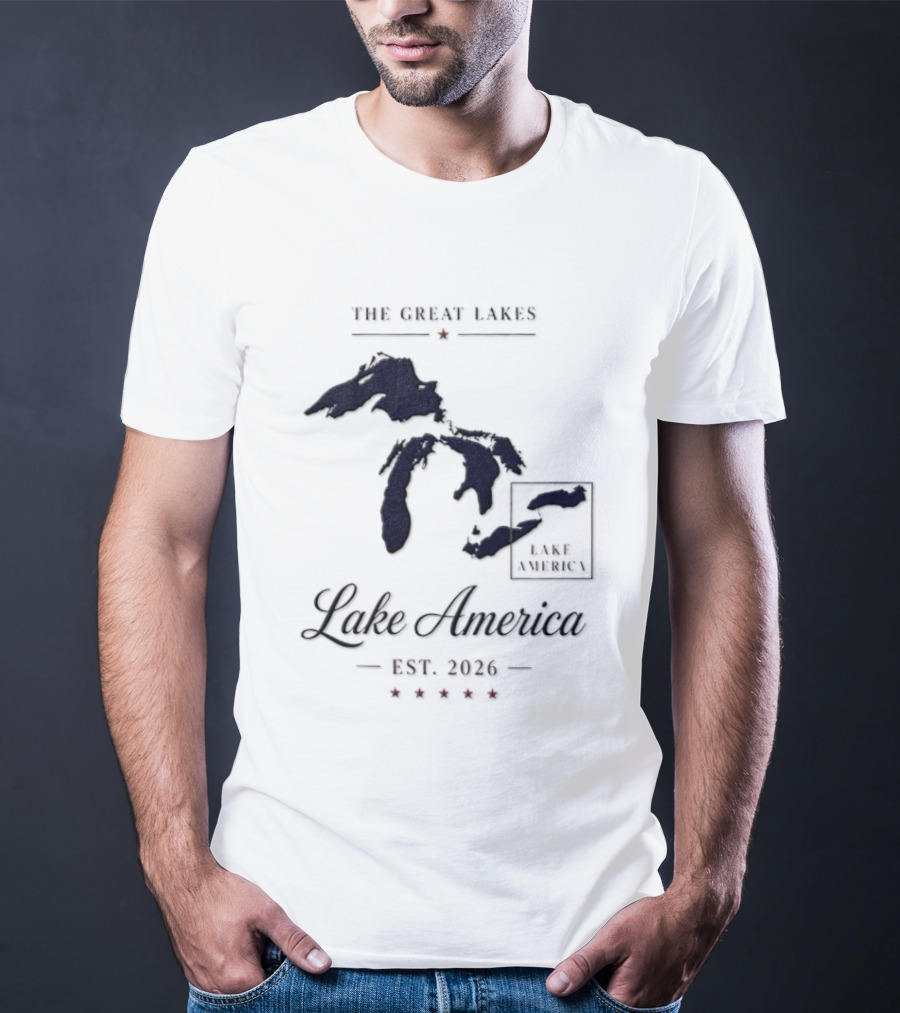 The Great Lakes Lake America Est 2026 Map T-Shirt