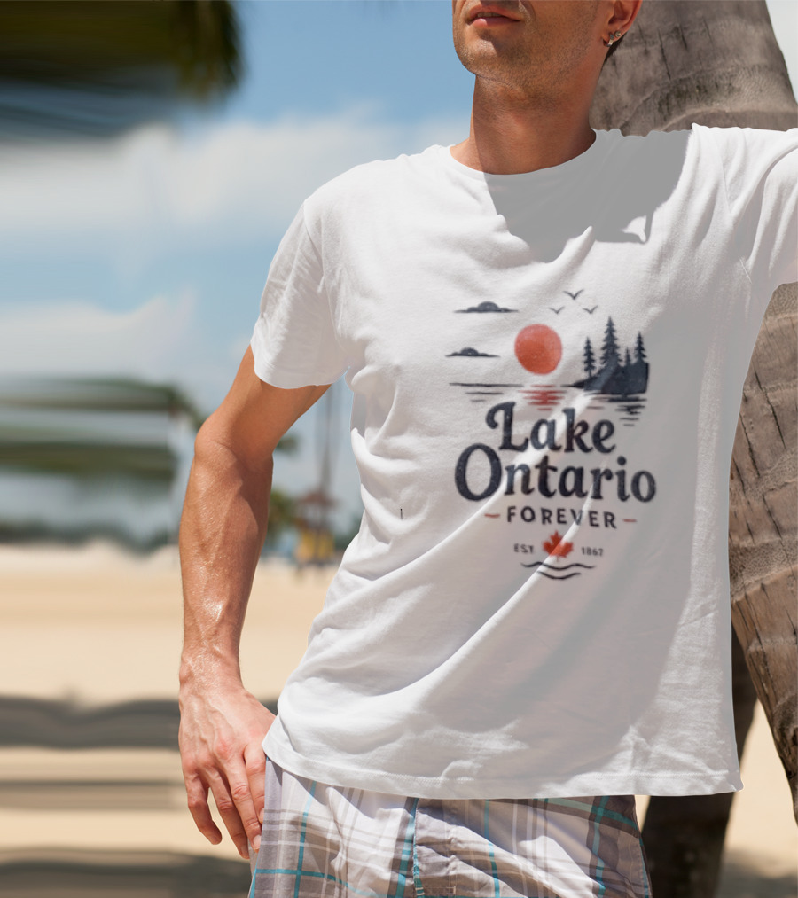 Lake Ontario Forever Est 1615 Sunset Pines Water Landscape T-Shirt