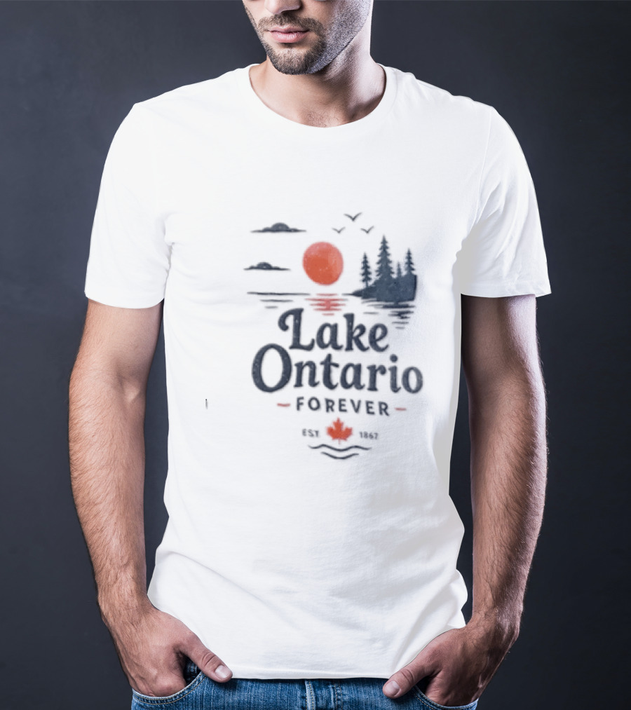 Lake Ontario Forever Est 1615 Sunset Pines Water Landscape T-Shirt