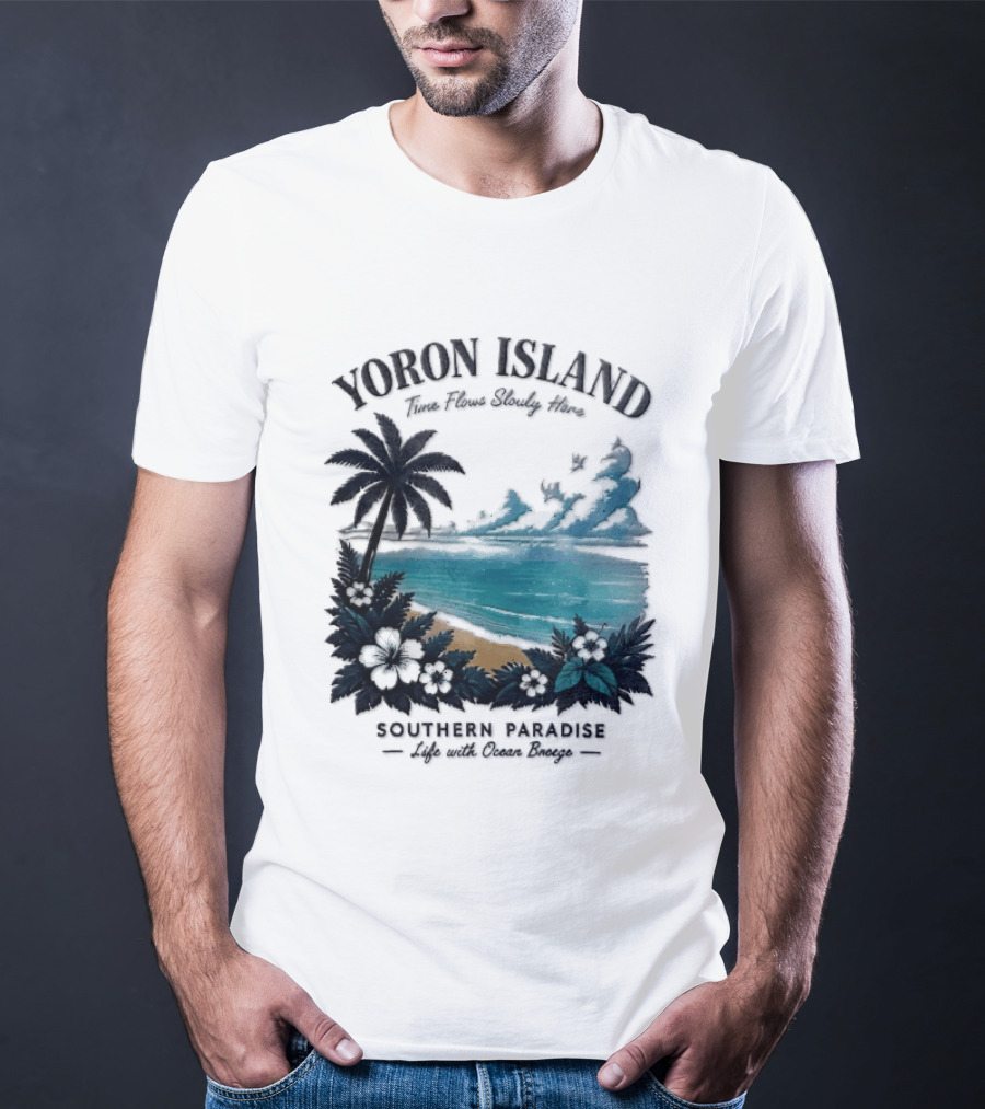Yoron Island Southern Paradise Ocean Breeze Palm Tree Beach Hibiscus T-Shirt