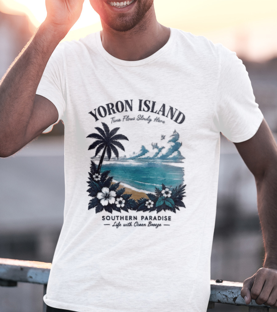Yoron Island Southern Paradise Ocean Breeze Palm Tree Beach Hibiscus T-Shirt