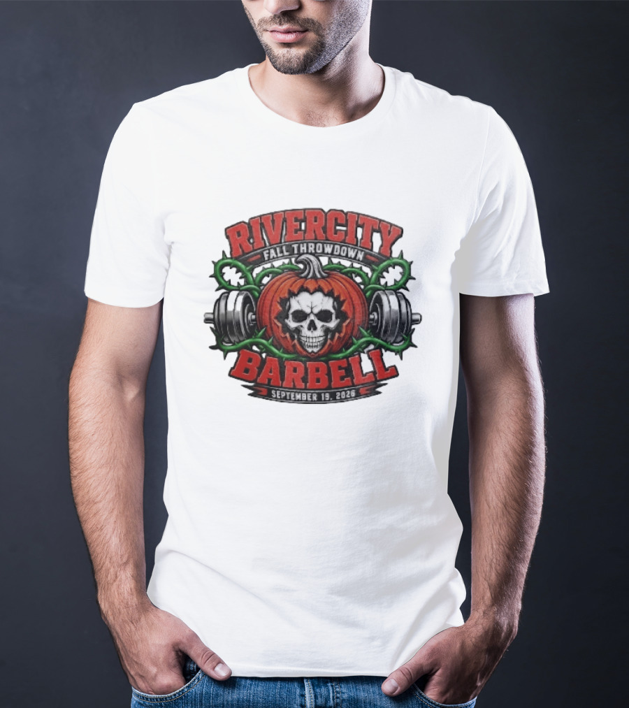 Rivercity Fall Throwdown Skull Pumpkin Barbell September 19 2026 T-Shirt
