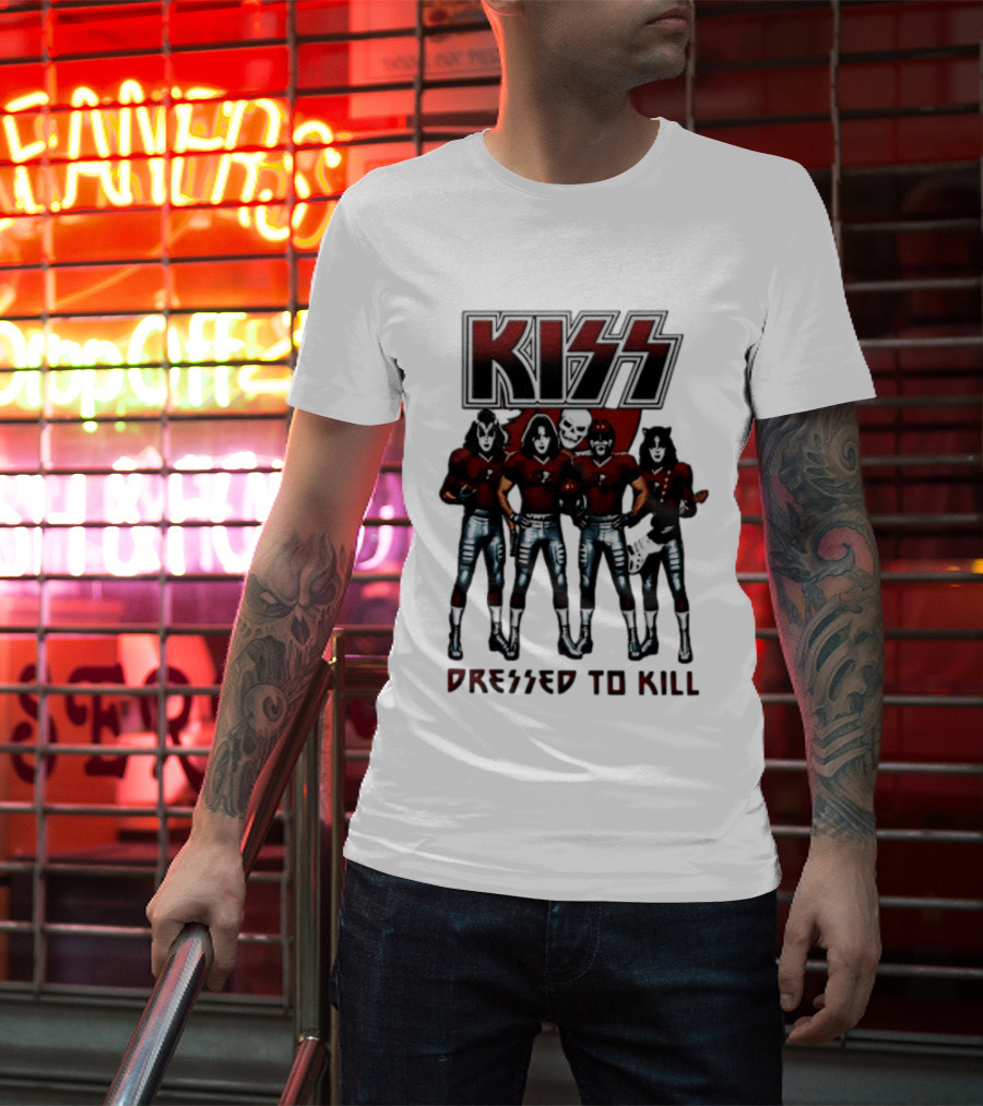 KISS Tampa Bay Buccaneers Dressed To Kill Football T-Shirt