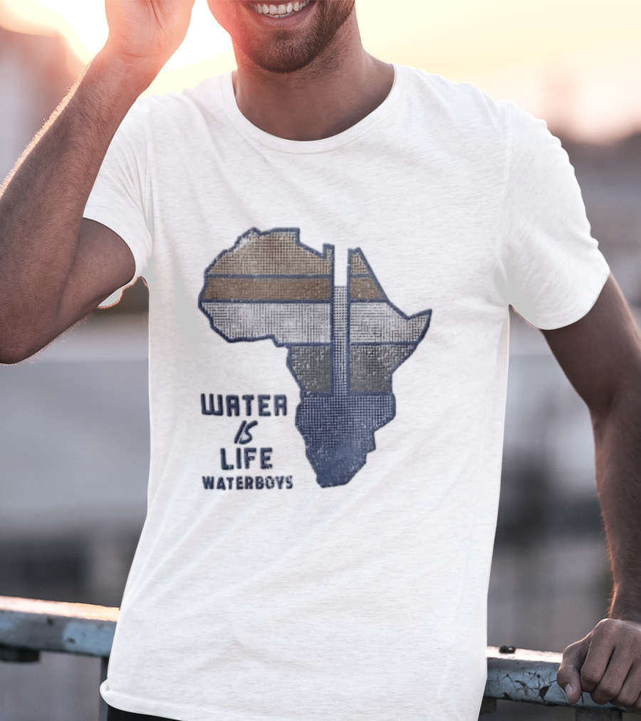 Waterboys Water Is Life Africa Map Mosaic Grid Distressed T-Shirt