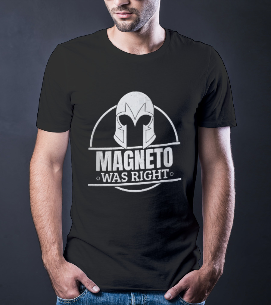Magneto Was Right Helmet Circular Frame Distressed Grunge T-Shirt
