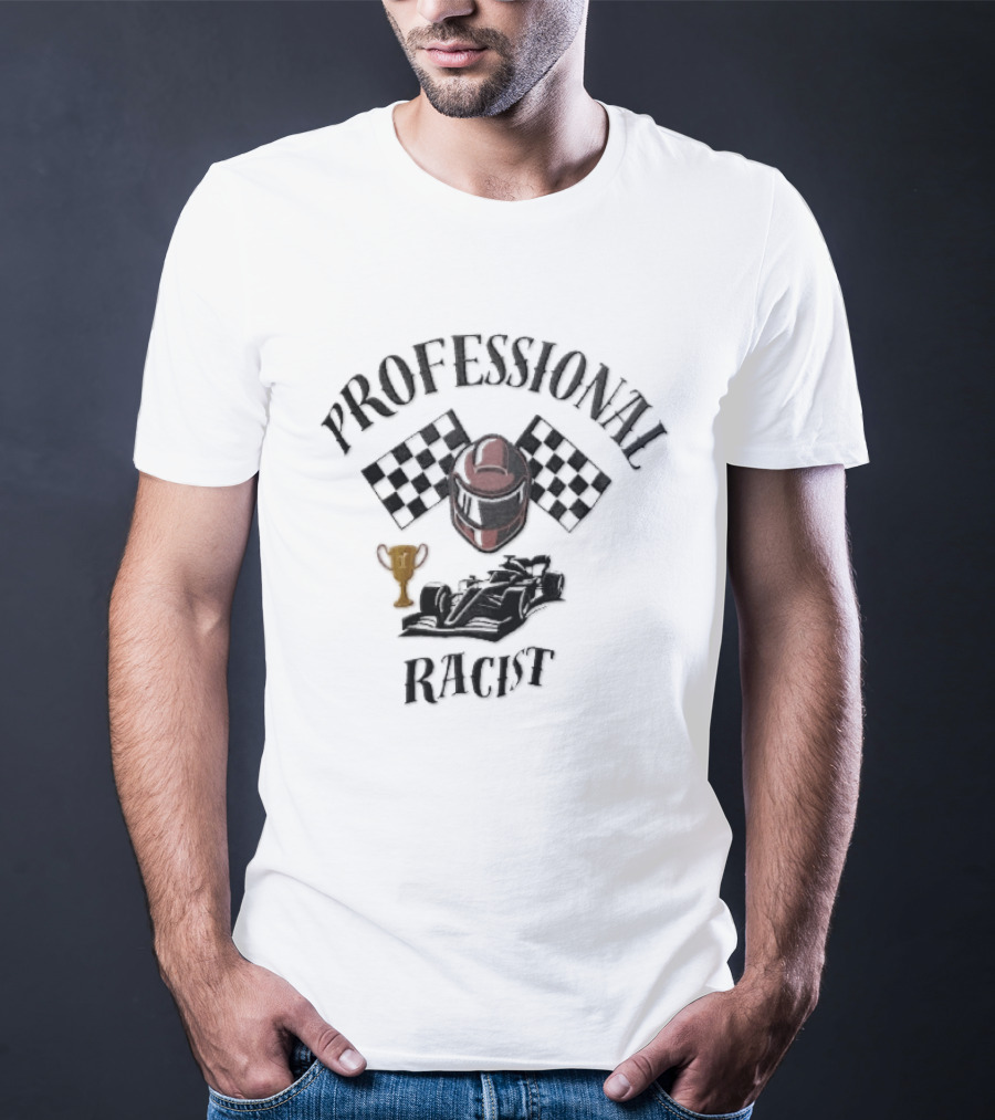 Professional Racer Red Racing Helmet Checkered Flags Trophy Formula One Car T-Shirt