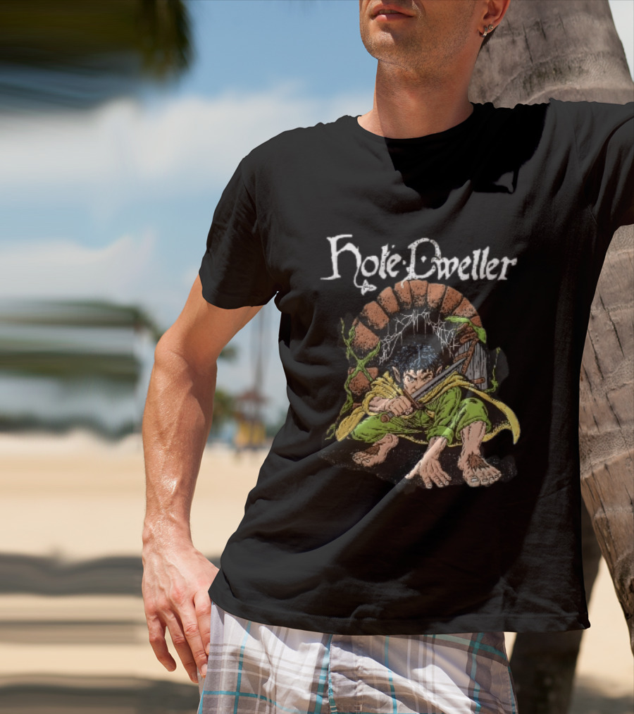 Hole Dweller Fantasy Creature Crouching With Sword T-Shirt