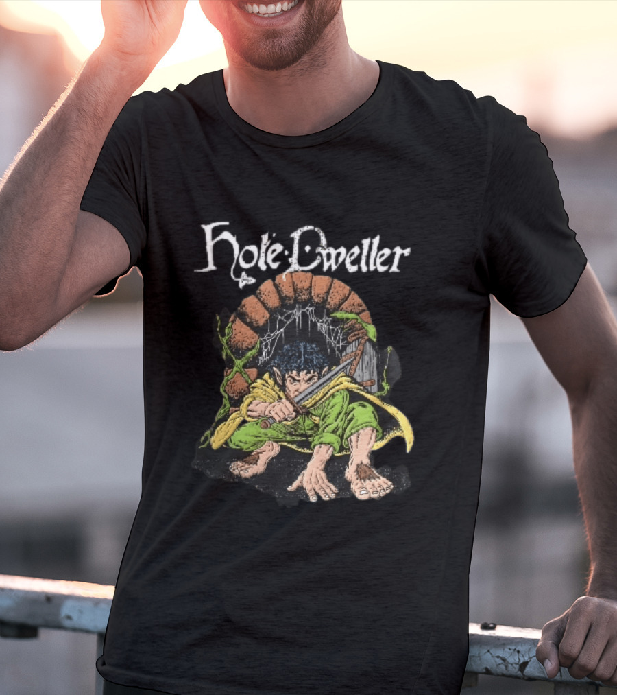Hole Dweller Fantasy Creature Crouching With Sword T-Shirt