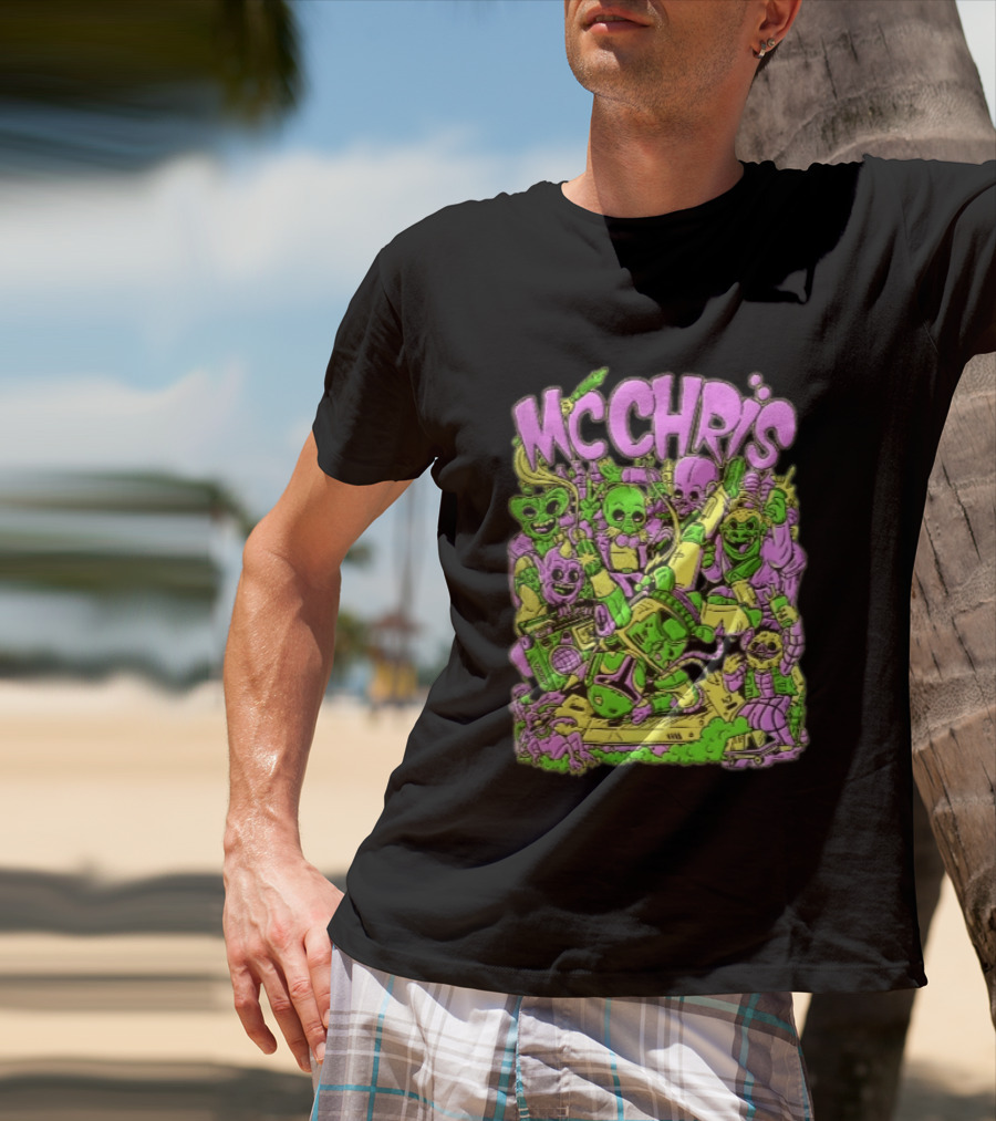MC Chris Cartoon Characters Party Alien Boombox Fun T-Shirt