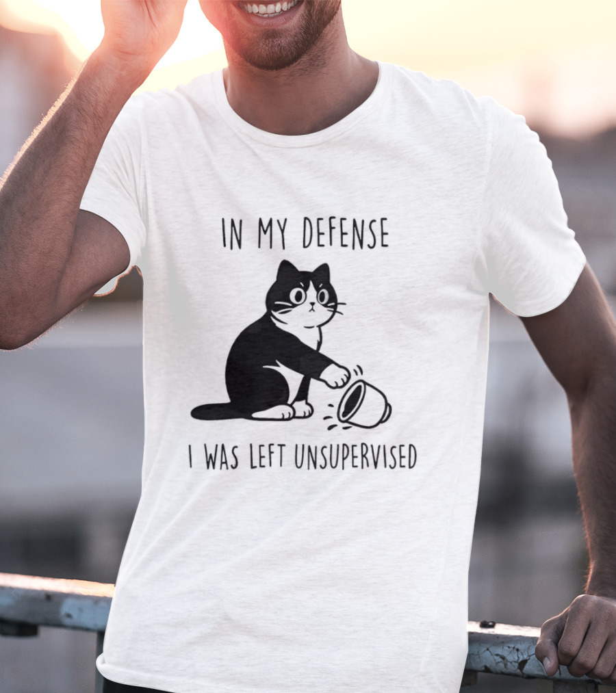 In My Defense I Was Left Unsupervised Cat With T-Shirt