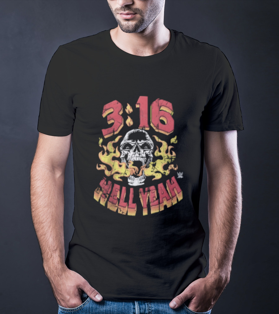 Steve Austin Stone Cold 3 16 Skull Flaming Hell Yeah WWE T-Shirt
