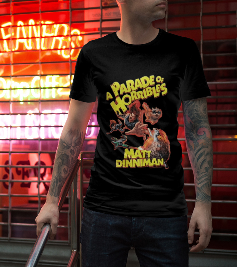 A Parade Of Horribles Matt Dinniman Action Fantasy Characters Flying Flaming Ball Adventure T-Shirt