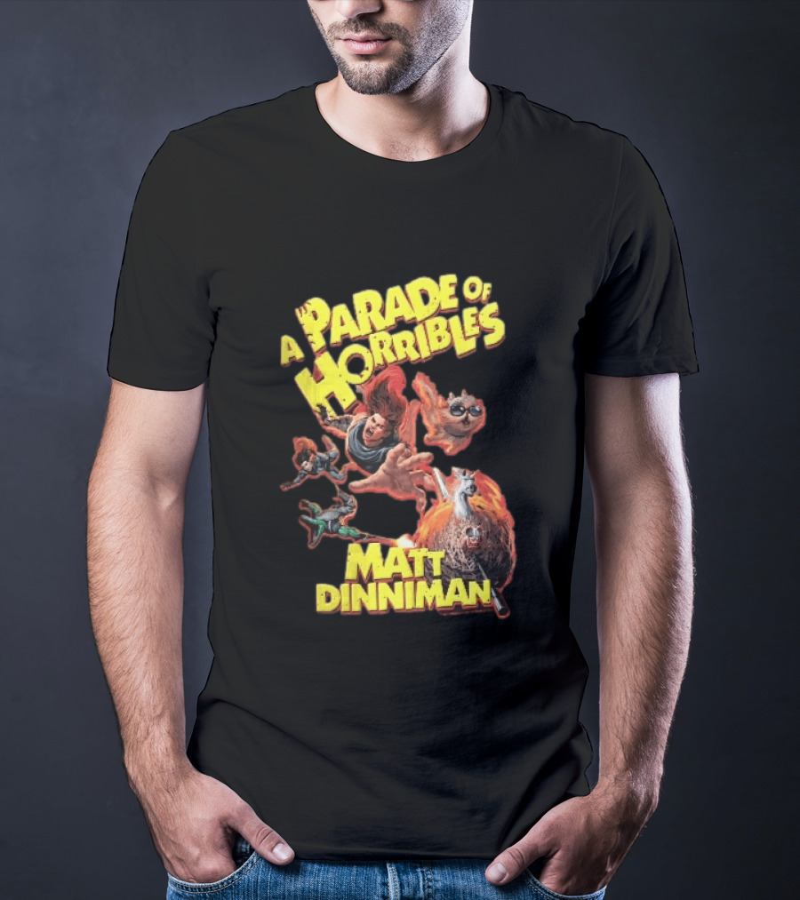 A Parade Of Horribles Matt Dinniman Action Fantasy Characters Flying Flaming Ball Adventure T-Shirt