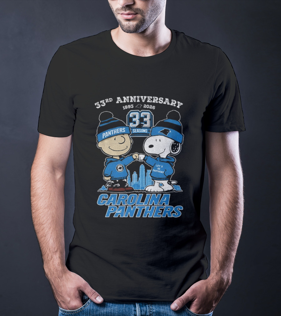Charlie Brown Snoopy Carolina Panthers 33rd Anniversary 1993 2026 Seasons T-Shirt