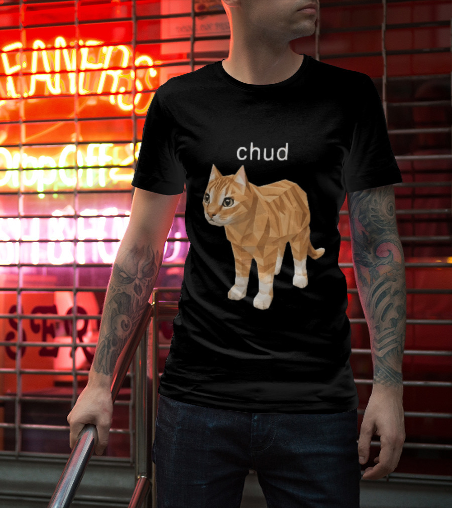 Chud Low Poly Geometric Orange Tabby Cat T-Shirt